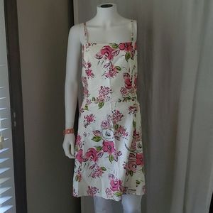 Ann Taylor Loft Cream / Ivory & Pink Floral Dress